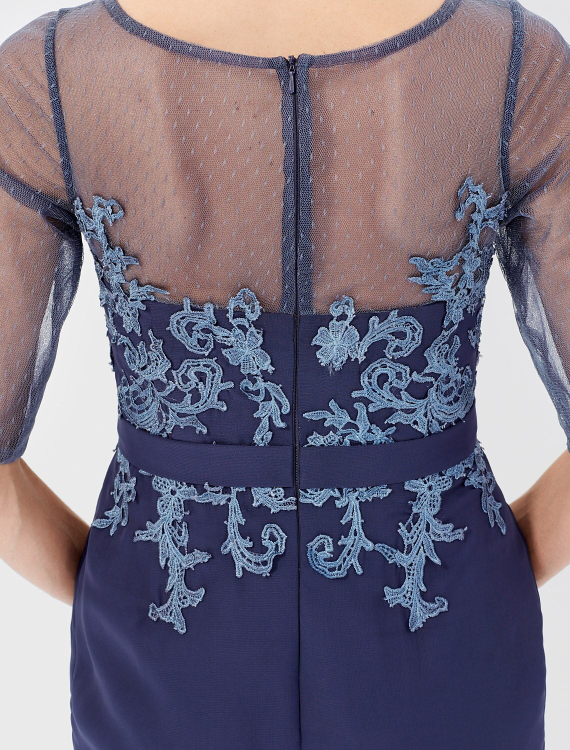 Aimishang Sheath / Column Mother of the Bride Dress Formal Classic & Timeless Elegant & Luxurious Convertible Dress Illusion Neck Knee Length Chiffon 3/4 Length Sleeve yes with Sash / Ribbon