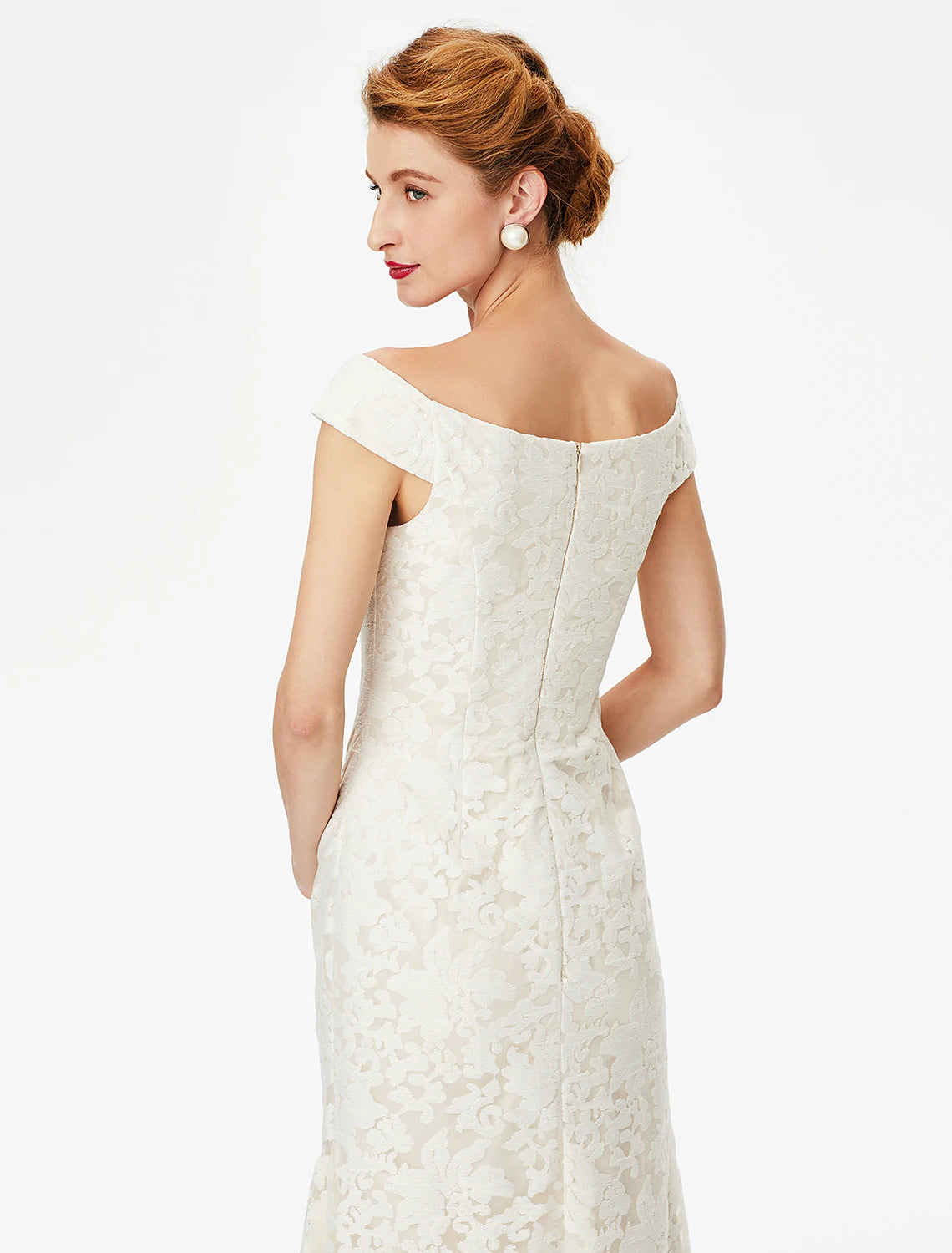 Aimishang Sheath / Column Mother of the Bride Dress Elegant Off Shoulder Floor Length Lace Short Sleeve No with Lace