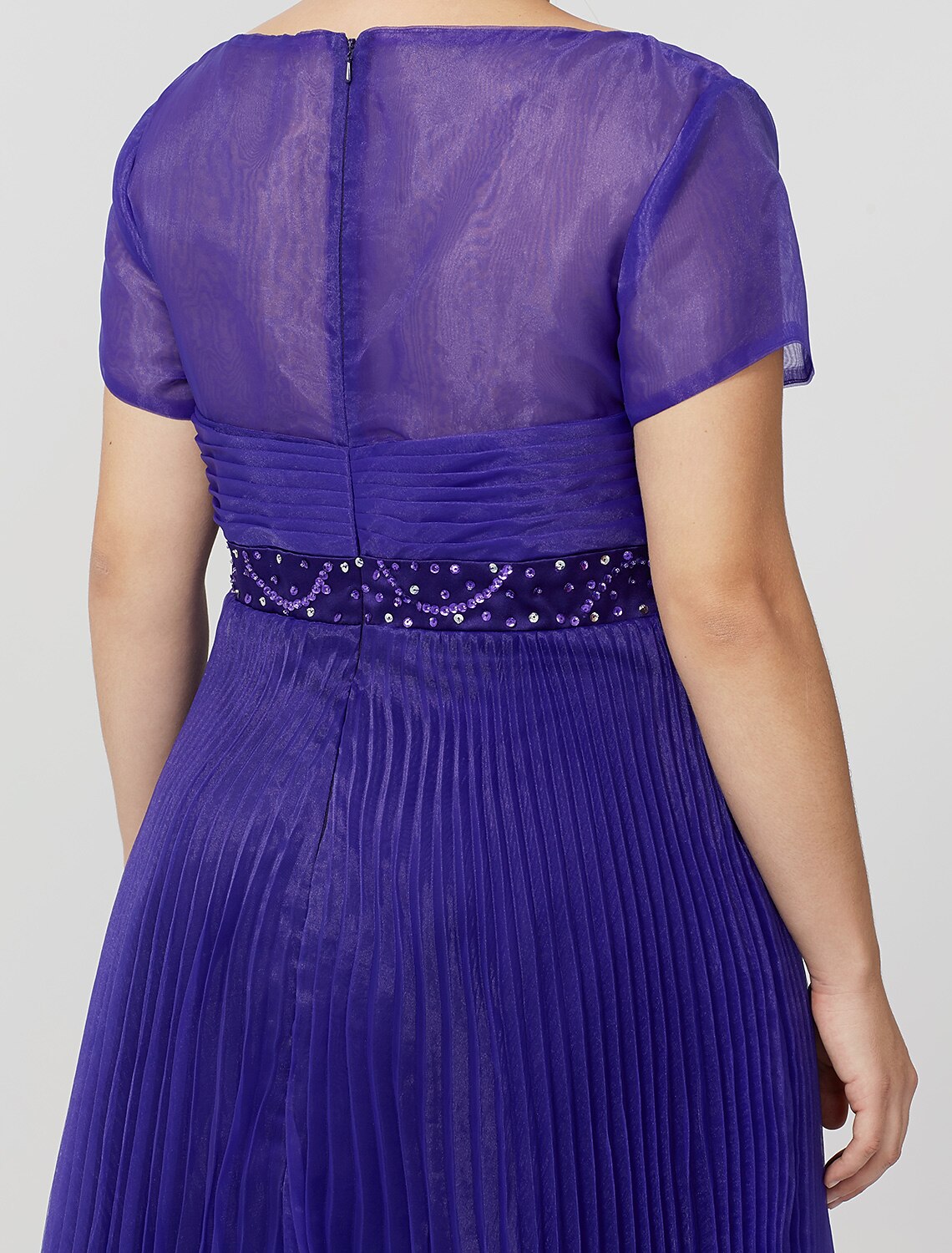 Aimishang Princess Mother of the Bride Dress Elegant & Luxurious Glamorous & Dramatic Plus Size V Neck Floor Length Organza Short Sleeve No with Pleats Beading Appliques