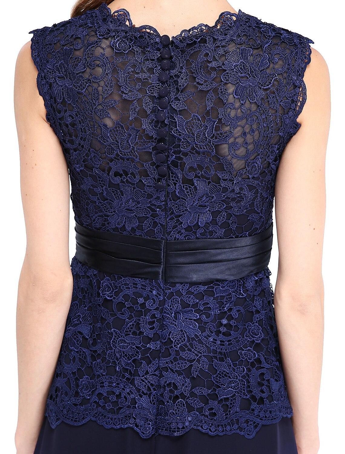 Aimishang Sheath / Column Mother of the Bride Dress Open Back Jewel Neck Floor Length Chiffon Lace Sleeveless No with Sash / Ribbon Buttons