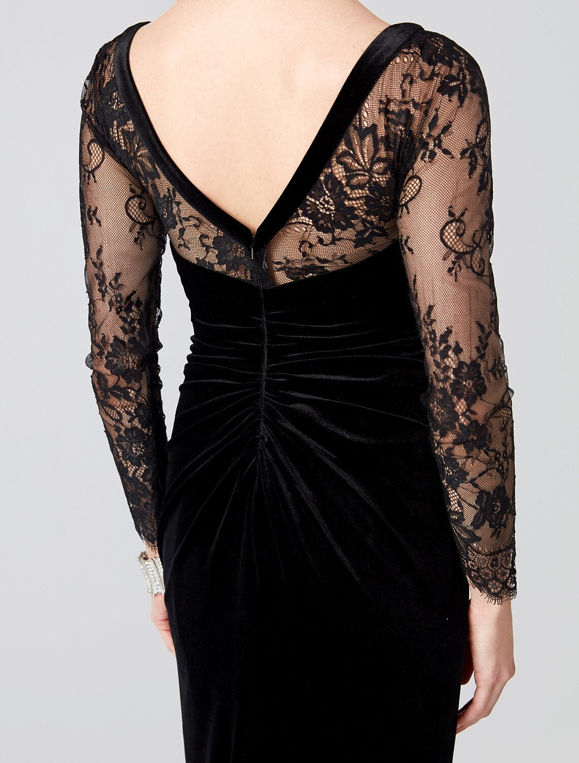 Aimishang Mermaid / Trumpet Minimalist Dress Holiday Cocktail Party Ankle Length Long Sleeve V Neck Jersey V Back with Pleats Appliques Split Front