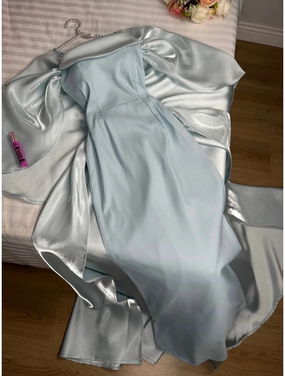 Aimishang Sheath / Column Evening Gown Elegant Cape Dress Formal Ankle Length Half Sleeve Spaghetti Strap Chiffon with Pleats Ruched