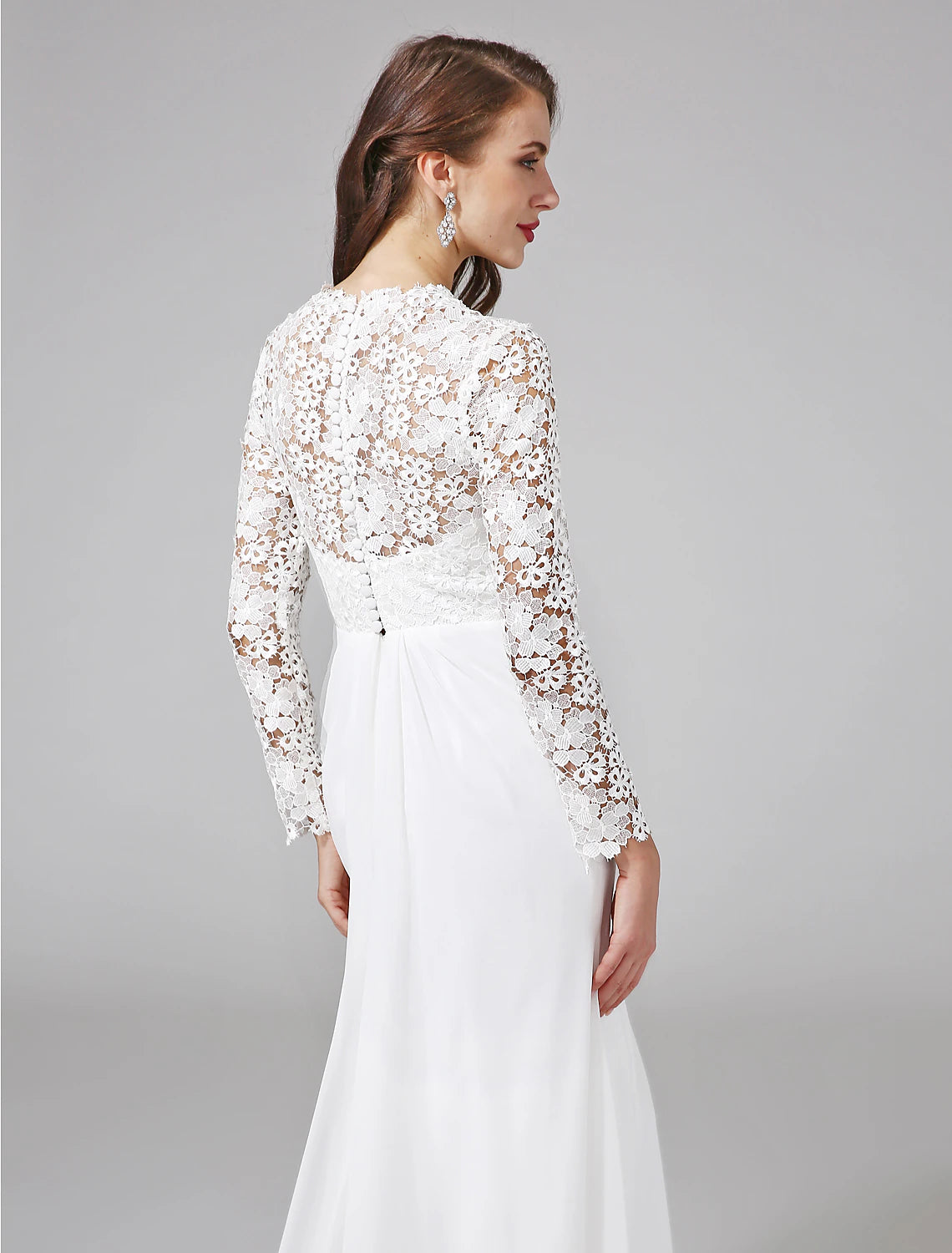 Aimishang Beach Royal Style Boho Wedding Dresses Sheath / Column Long Sleeve Sweep / Brush Train Bridal Gowns With Lace Summer Wedding Party