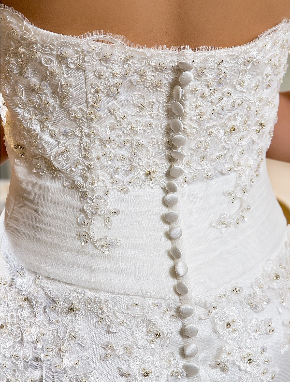 Aimishang Reception Little Dresses Wedding Dresses A-Line Sweetheart Strapless Asymmetrical Lace Bridal Gowns With Appliques Button Summer Wedding Party