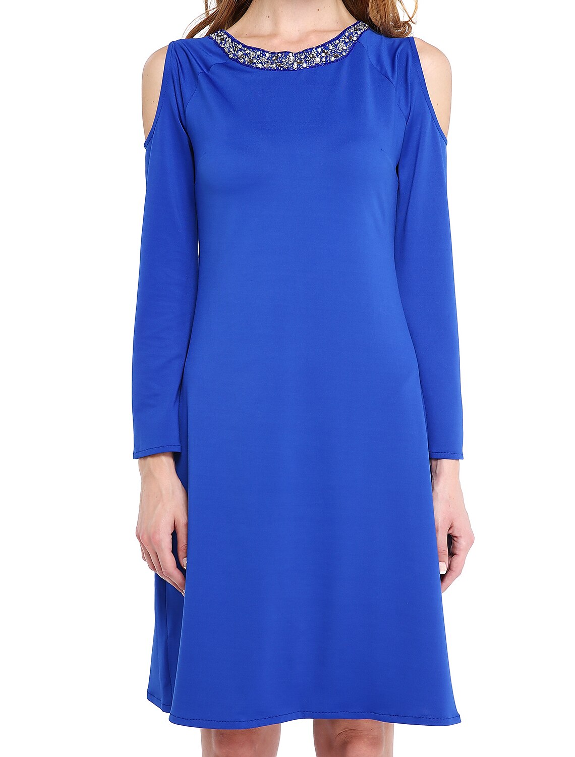 Aimishang Sheath / Column Mother of the Bride Dress Elegant Jewel Neck Knee Length Jersey Long Sleeve No with Beading