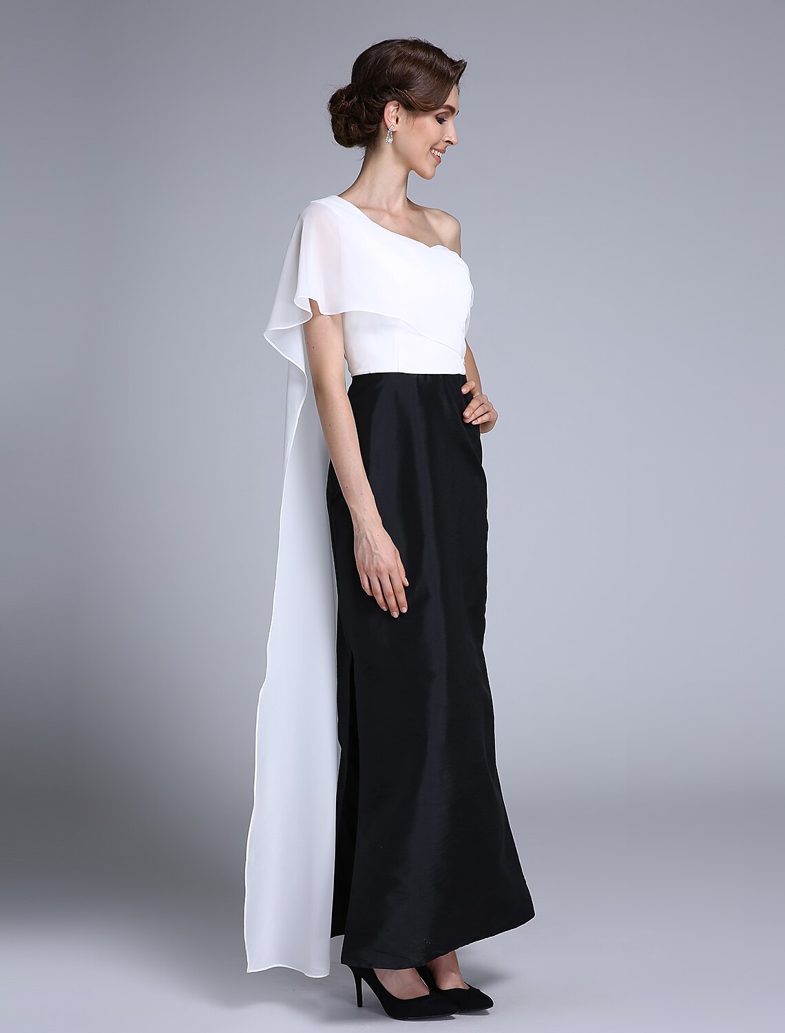 Aimishang Mermaid / Trumpet Mother of the Bride Dress Color Block One Shoulder Ankle Length Chiffon Sleeveless No with Split Front