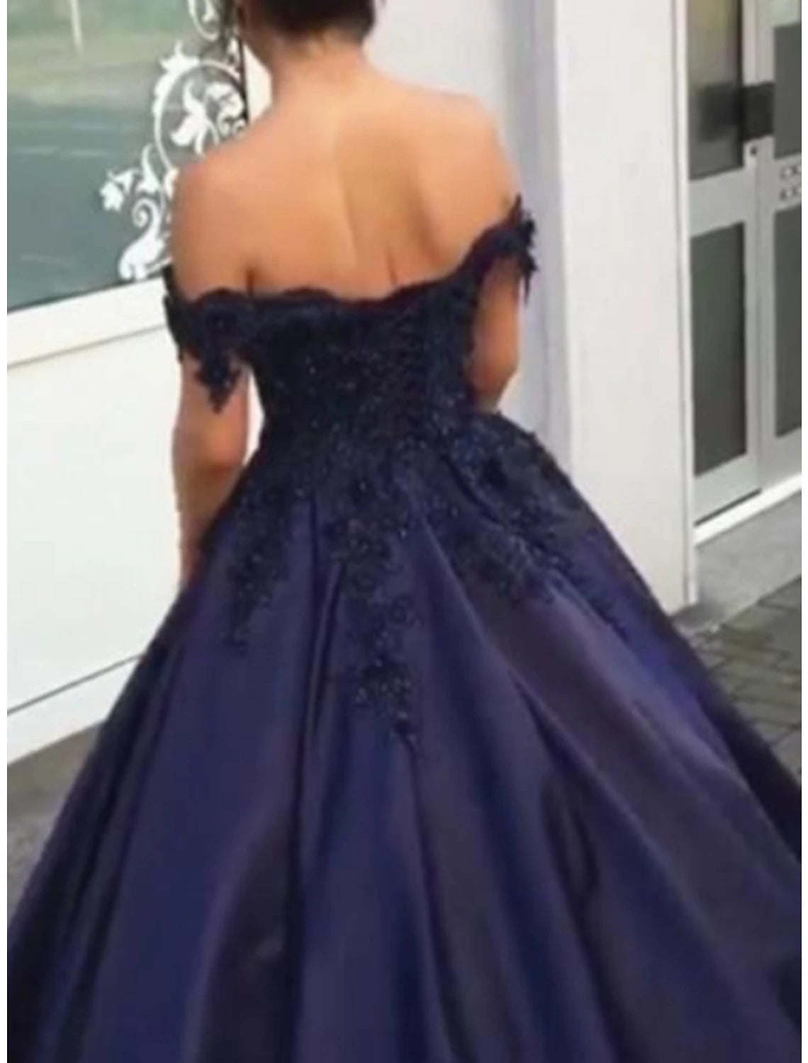 Aimishang Ball Gown Luxurious Sparkle Quinceanera Prom Dress Off Shoulder Sleeveless Floor Length Lace with Appliques