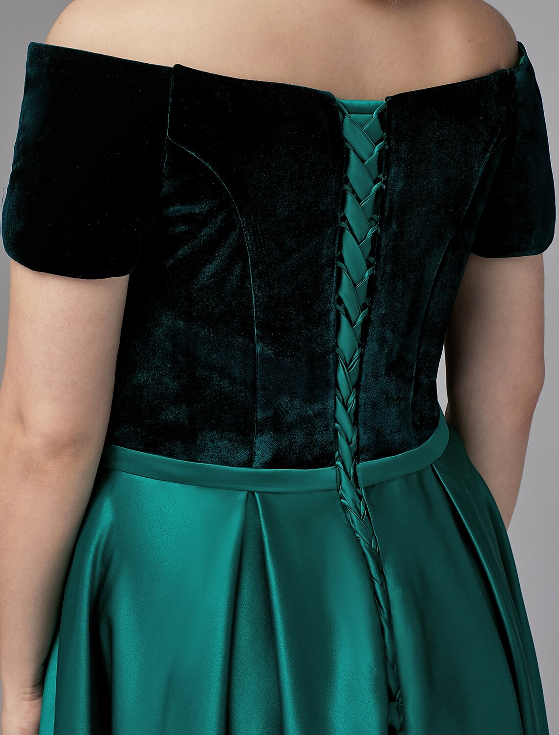 Aimishang A-Line Special Occasion Dresses Elegant Dress Wedding Guest Formal Evening Floor Length Short Sleeve Off Shoulder Satin with Crystals