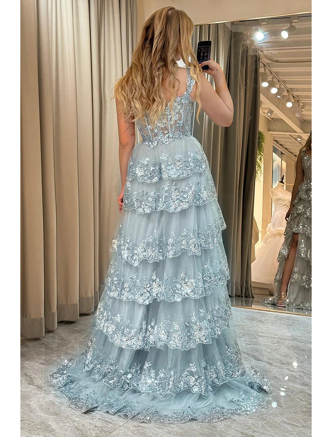 Aimishang Mermaid Black Prom Dresses Corsets Dress Wedding Guest Evening Party Court Train Sleeveless Off Shoulder Tulle with Sequin Slit