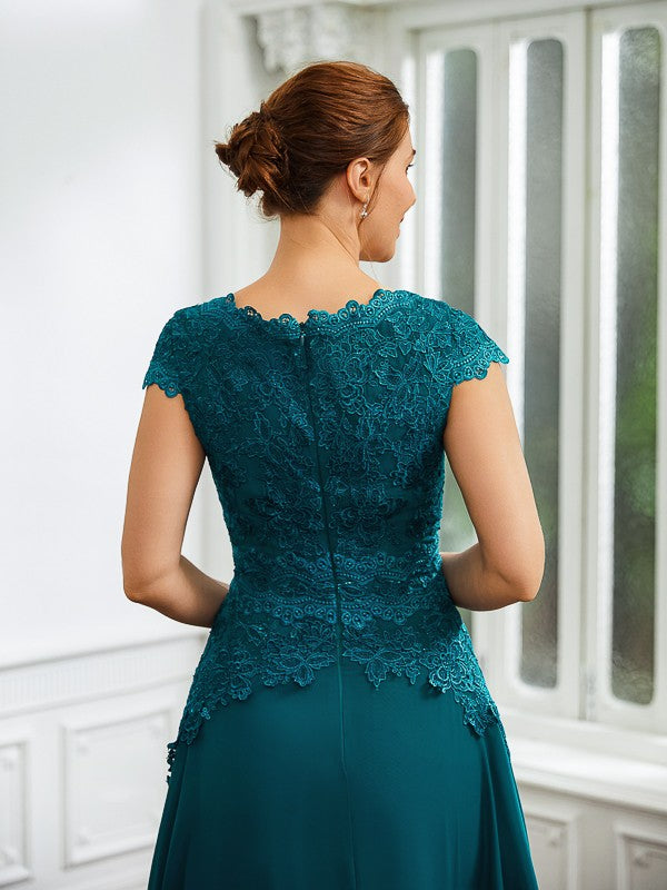 Aimishang A-Line/Princess Chiffon Ruched V-neck Short Sleeves Knee-Length Mother of the Bride Dresses