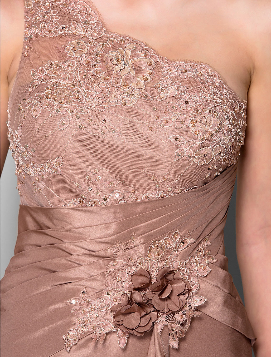 Aimishang Mermaid / Trumpet Mother of the Bride Dress Floral One Shoulder Sweep / Brush Train Lace Taffeta Sleeveless with Flower