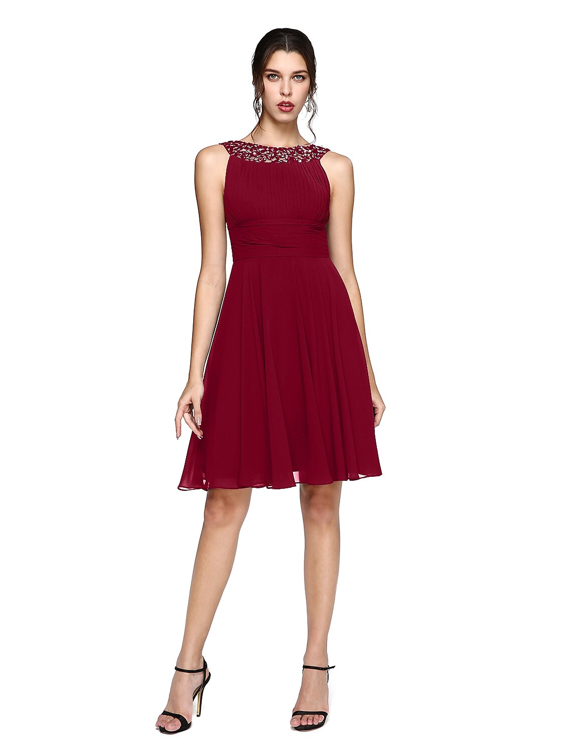 Aimishang A-Line Cocktail Dresses Wedding Guest Dress Knee Length Sleeveless Party Dress