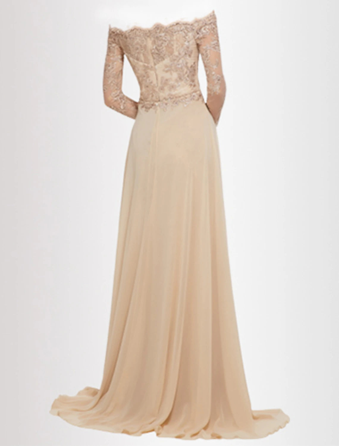 Aimishang A-Line Appliques Prom Dress Long Off Shoulder Luxurious Elegant Engagement Formal Evening Gown Sweetheart Neckline Long Sleeve Sweep / Brush Train Lace with Overskirt