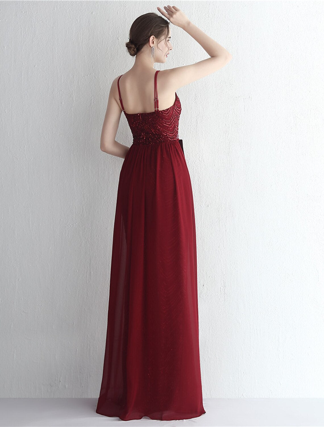 Aimishang Mermaid / Trumpet Prom Dresses Sparkle & Shine Dress Formal Wedding Guest Floor Length Sleeveless Halter Neck Chiffon with Beading Sequin