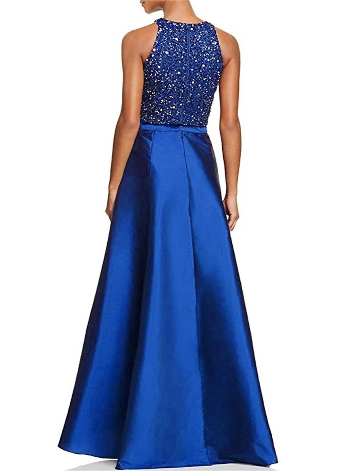 Aimishang A-Line Prom Dresses Sparkle Black Dress Plus Size Party Wear Formal Asymmetrical Sleeveless Jewel Neck Fall Wedding Guest Dresses