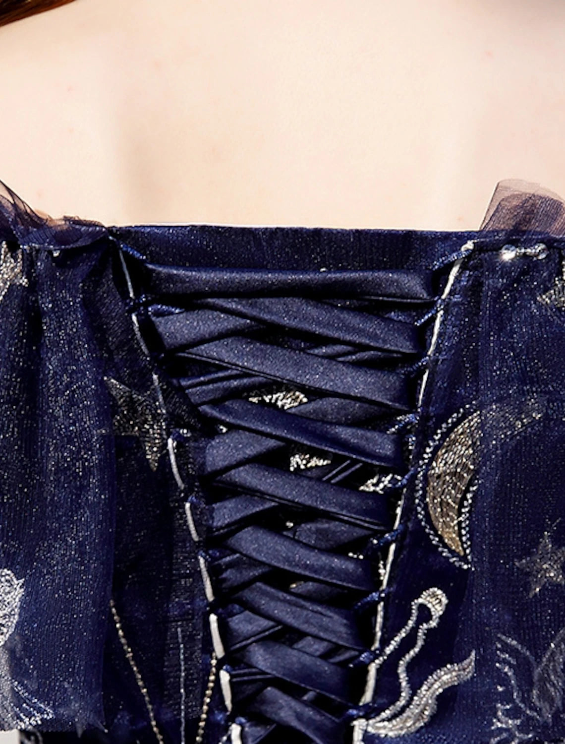 Aimishang A-Line Fairy Prom Dress Sparkle Party Dress Off Shoulder Short Sleeve Floor Length Tulle with Sequins Embroidery Bridesmaid Formal Evening