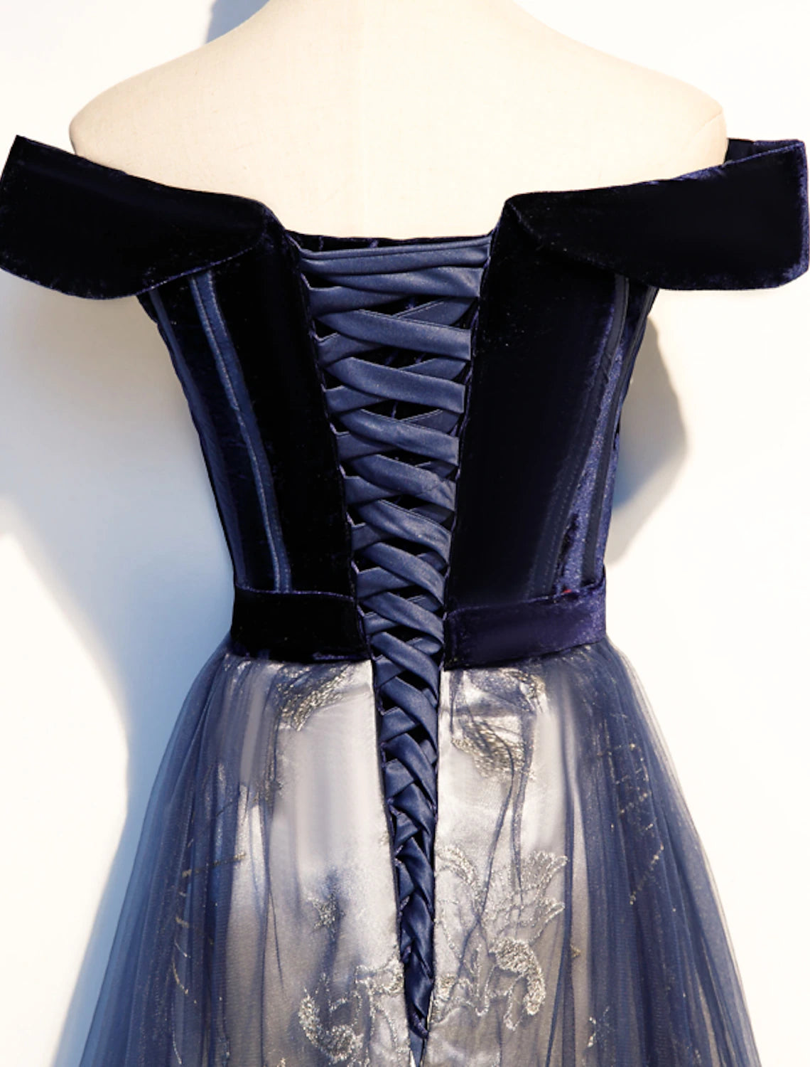 Aimishang A-Line Elegant Floral Prom Formal Evening Dress Off Shoulder Short Sleeve Sweep / Brush Train Tulle with Pleats Pattern / Print