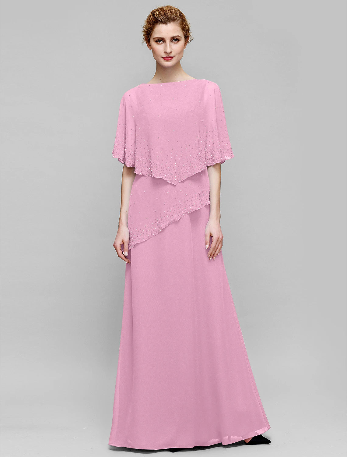 Aimishang Sheath / Column Mother of the Bride Dress Elegant Bateau Neck Floor Length Chiffon Sleeveless with Beading