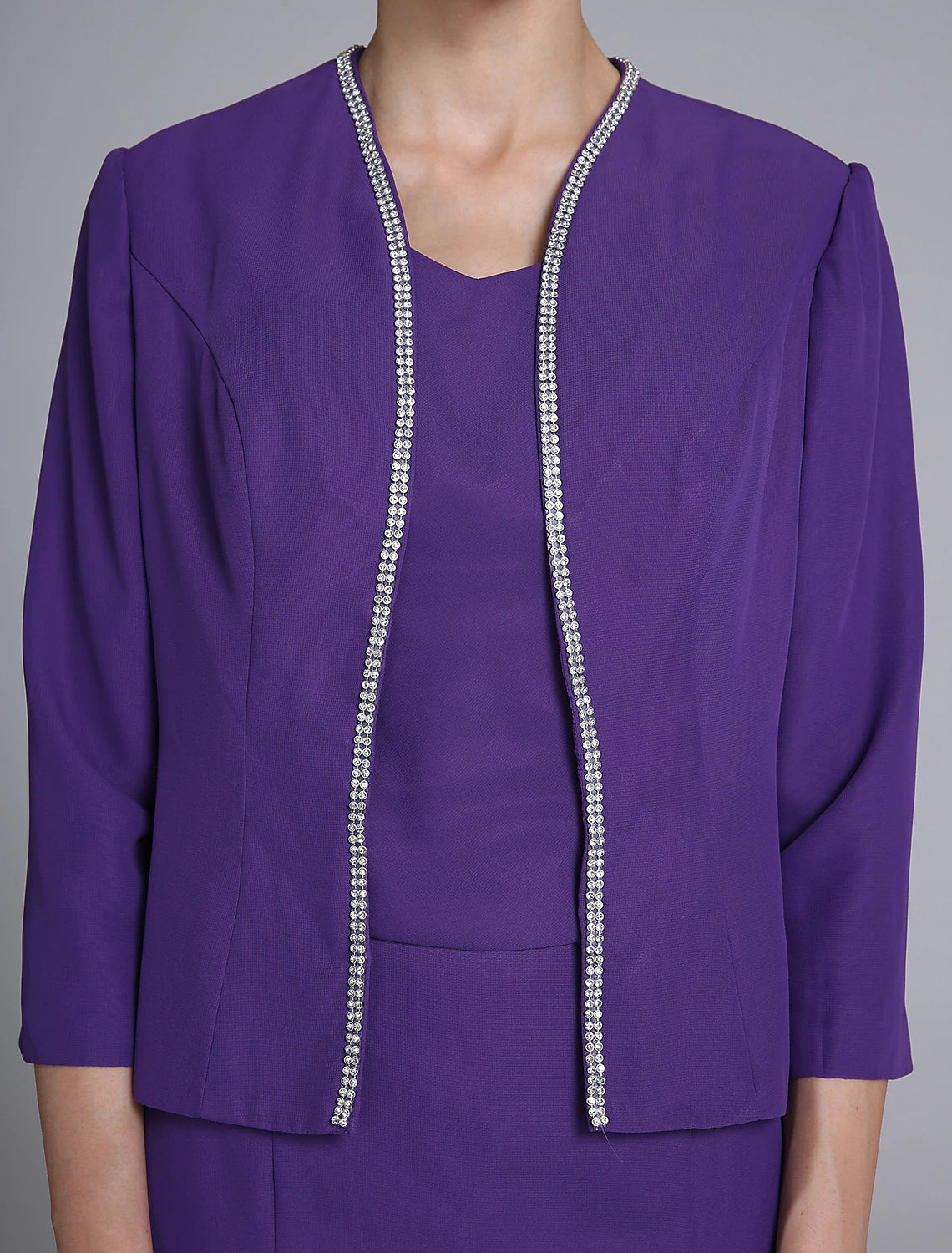 Aimishang Mermaid / Trumpet Mother of the Bride Dress V Neck Knee Length Chiffon 3/4 Length Sleeve No with Beading