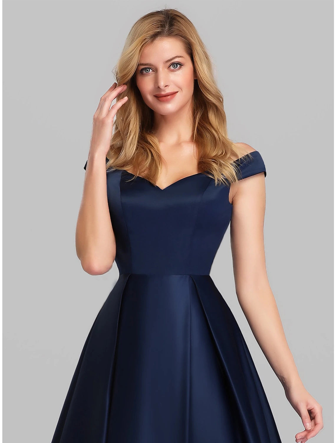 Aimishang A-Line Evening Gown Elegant & Luxurious Dress Wedding Guest Floor Length Sleeveless Plunging Neck Satin with Ruched