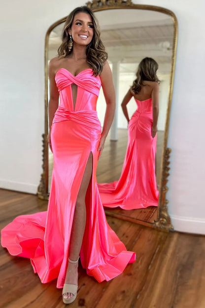 Wholesale Prom Dress Newly Mermaid Sweetheart Corset Satin With Split