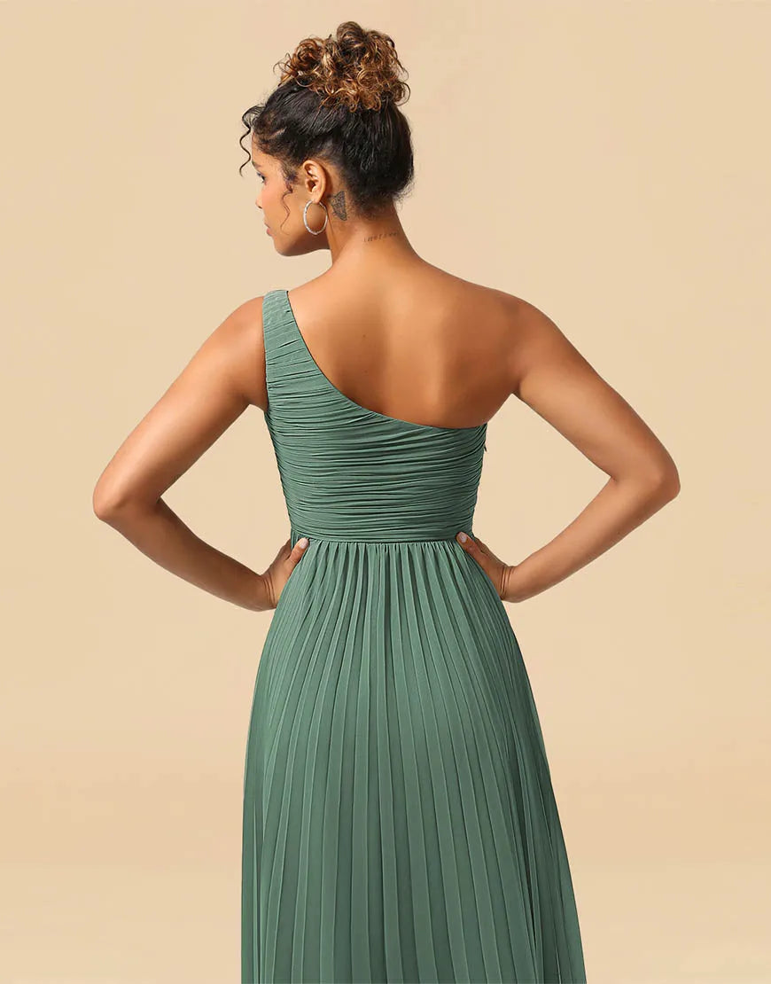 Wholesale Bridesmaid Dress A-Line One Shoulder Tea Length Chiffon