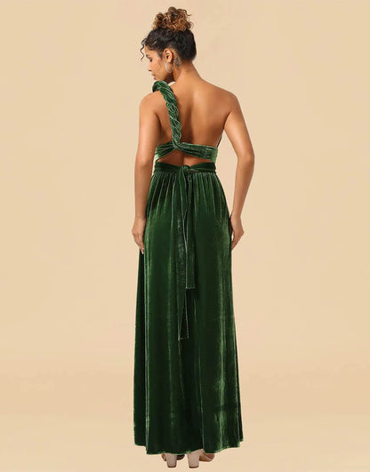 Wholesale Bridesmaid Dress Convertible Velvet A-line Floor Length