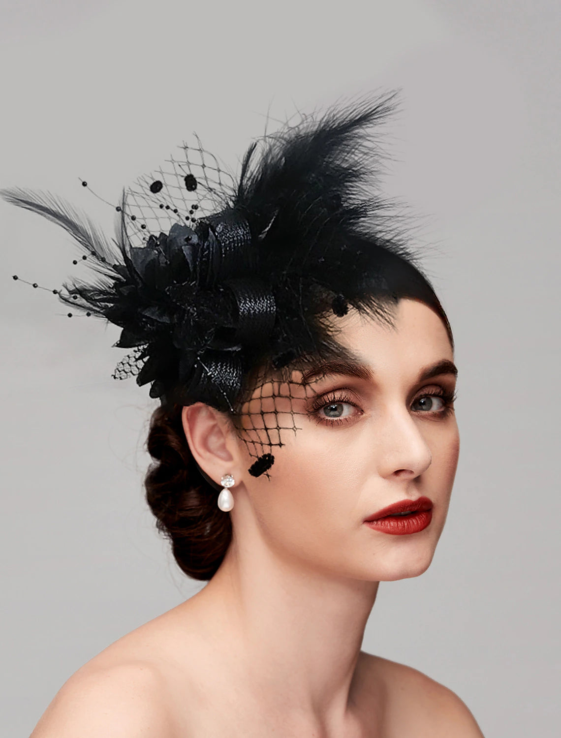 Wholesale Feather / Net Fascinators / Headwear with 1PC Wedding / Special Occasion / Ladies Day Headpiece