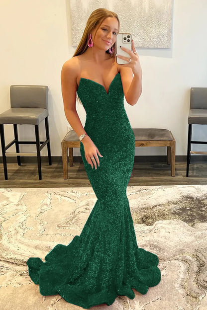 Wholesale Mermaid Elegant Strapless Dress With Sequins