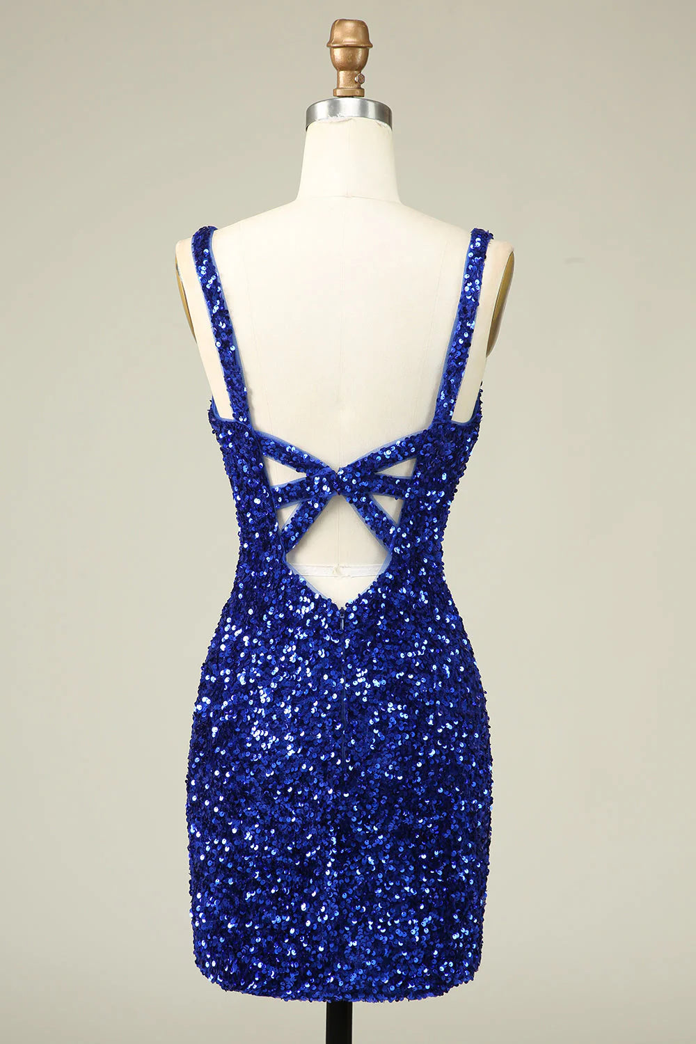 Wholesale Short Homecoming Dress Classy Royal Blue Sheath V Neck Sequin Fitted