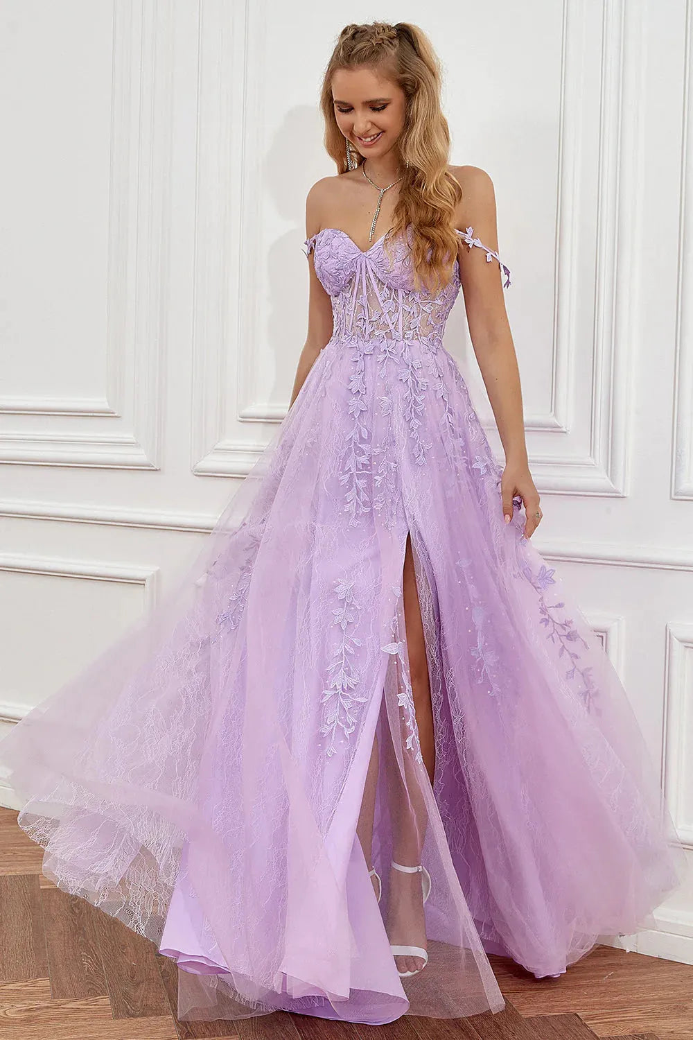 Wholesale Prom Dress A-Line Elegant Lace Sweetheart