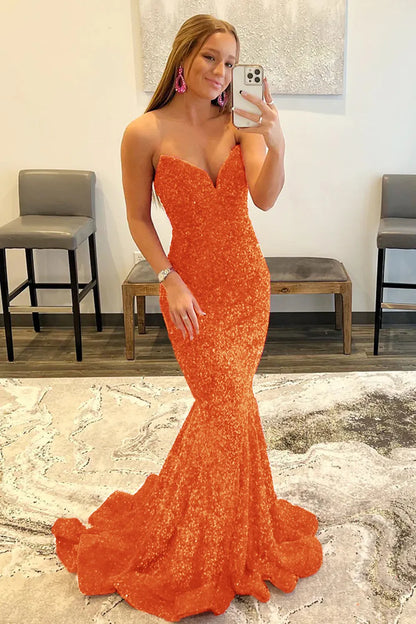 Wholesale Mermaid Elegant Strapless Dress With Sequins