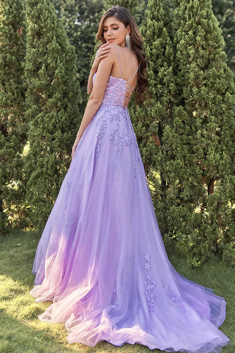 Wholesale A-Line Double Up Prom Dress With Appliques Straps Lace