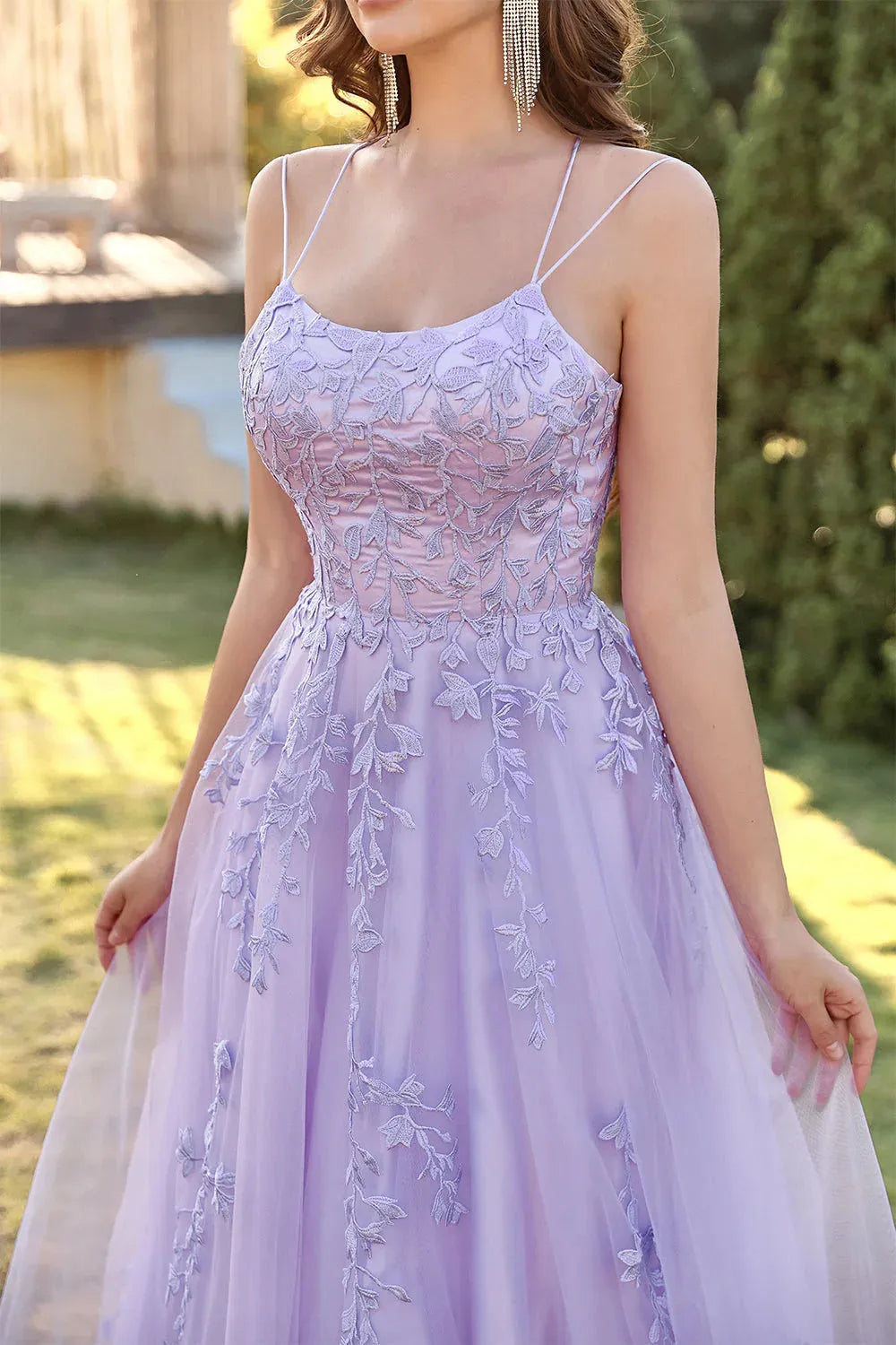 Wholesale A-Line Double Up Prom Dress With Appliques Straps Lace