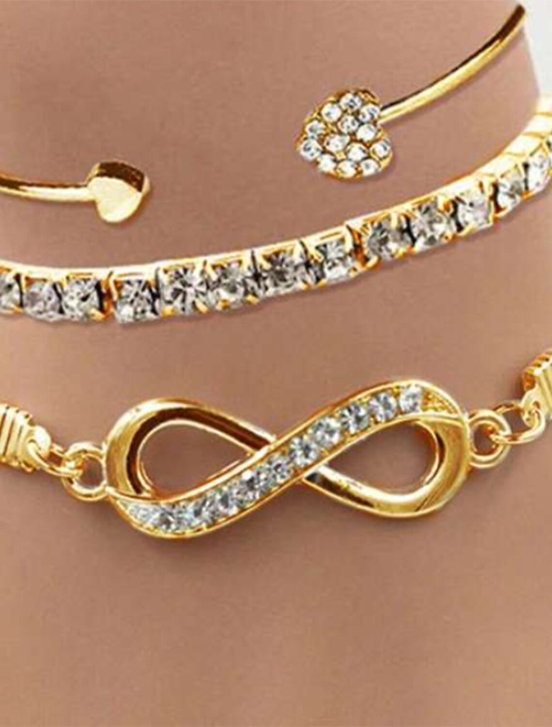 Wholesale 3pcs Women's Cuff Classic Precious Vintage Personalized Alloy Bracelet Jewelry Silver / Golden / Rose Gold For Gift Festival