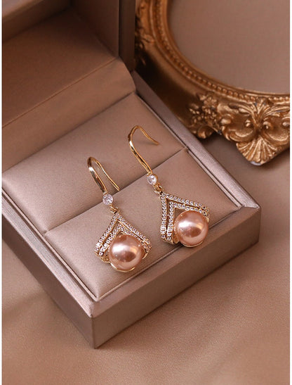 Wholesale Women's Pearl Stud Earrings Jewelry Precious Cute Stylish Earrings Jewelry Rose Gold For Festival 1 Pair