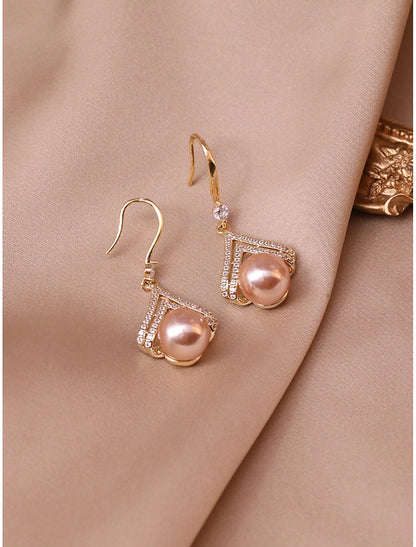 Wholesale Women's Pearl Stud Earrings Jewelry Precious Cute Stylish Earrings Jewelry Rose Gold For Festival 1 Pair