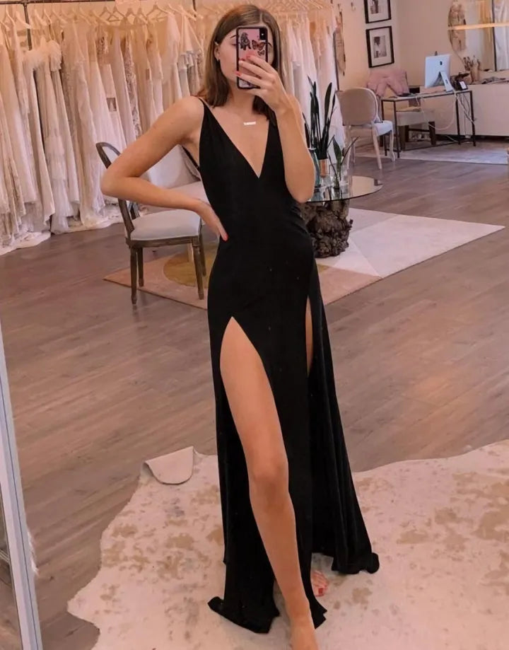 Wholesale Long Prom Dress Simple Side Split Evening Dress