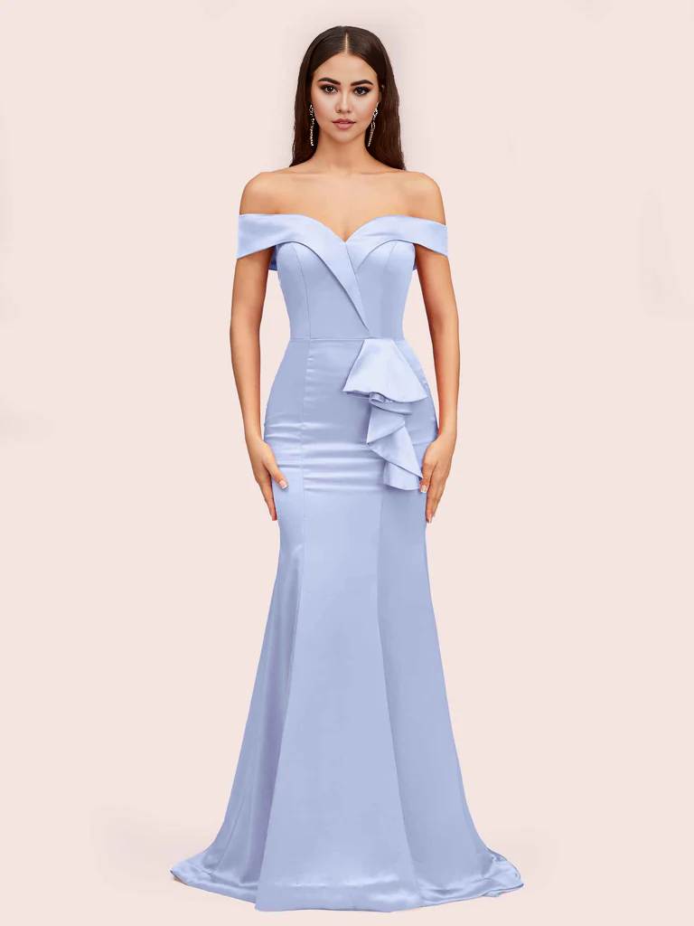 Wholesale Bridesmaid Dresses Soft Satin Mermaid Off Shoulder Unique Online