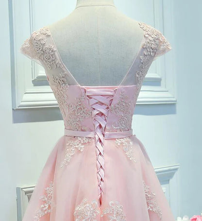 Aimishang A Line Party Dress Lace Applique Cute Homecoming Dress Short Prom Dress Graduation Dress