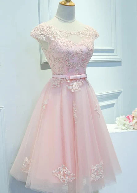 Aimishang A Line Party Dress Lace Applique Cute Homecoming Dress Short Prom Dress Graduation Dress