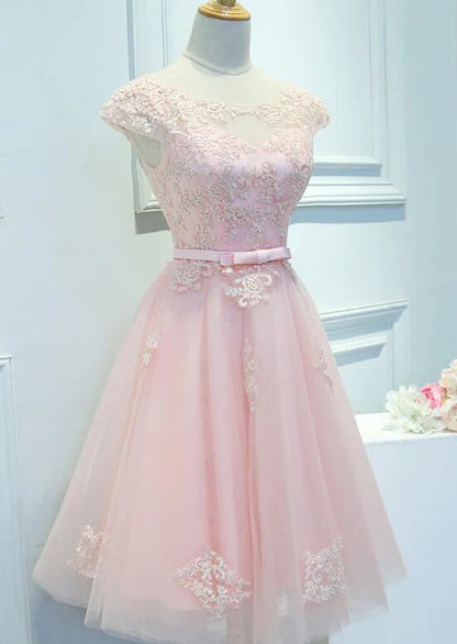 Aimishang A Line Party Dress Lace Applique Cute Homecoming Dress Short Prom Dress Graduation Dress