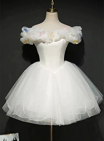 Aimishang A Line Tulle Short Off Shoulder Homecoming Dress Lovely Graduation Dress Cute Party Dress Formal Dress