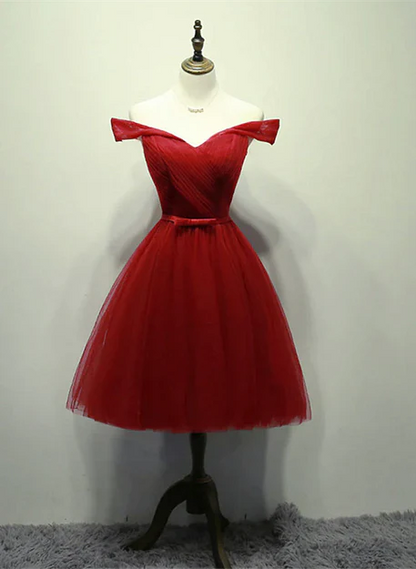 Aimishang A Line Off the Shoulder Tulle Knee Length Party Dress Homecoming Dress Elegant