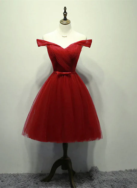 Aimishang A Line Off the Shoulder Tulle Knee Length Party Dress Homecoming Dress Elegant