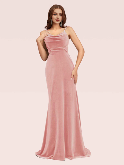 Wholesale Modern Mermaid Bridesmaid Dresses Velvet Spaghetti Straps