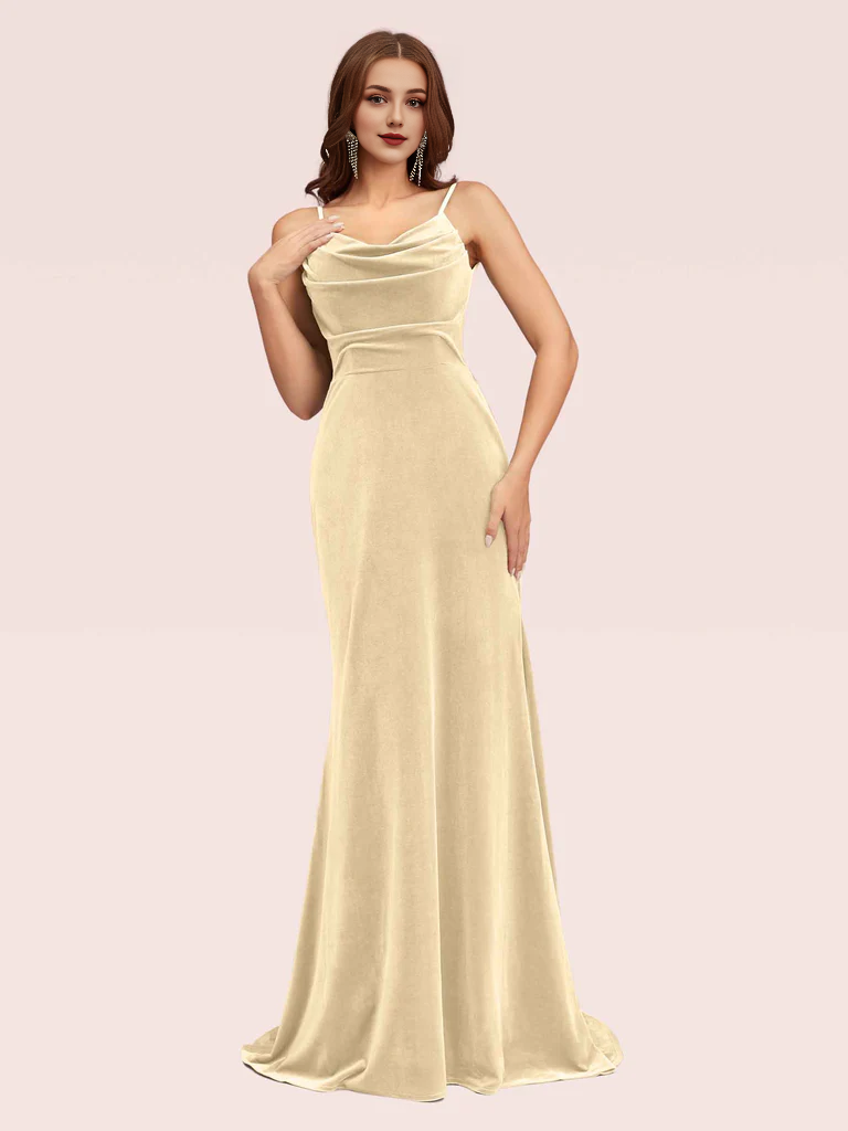 Wholesale Modern Mermaid Bridesmaid Dresses Velvet Spaghetti Straps