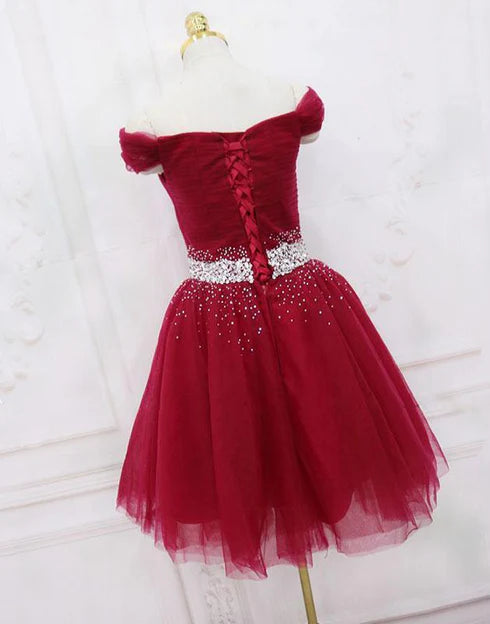 Aimishang A Line Homecoming Dress Tulle Off the Shoulder Party Dress Elegant Graduation Dress