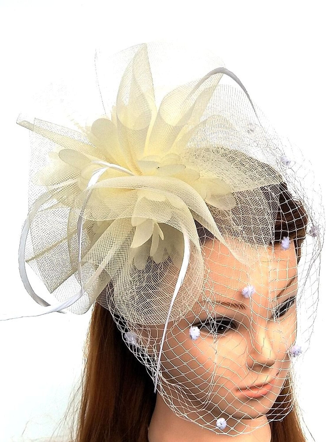 Wholesale Feather / Net Fascinators Hat / Flowers with Feathers / Fur 1PC Wedding / Special Occasion / Ladies Day Headpiece