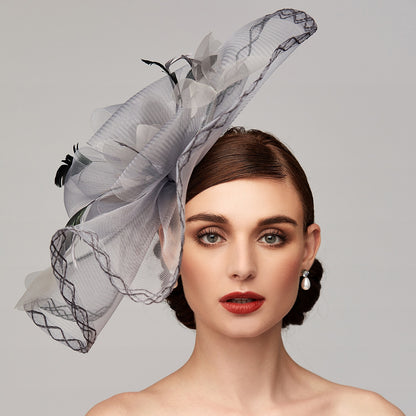 Wholesale Flowers Feather Net Hat Fascinators Headpiece with Feather Floral Ladies Day Melbourne Cup Headpiece